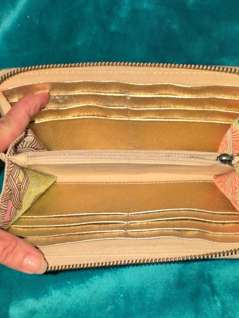 The Sak Metallic Gold Leather Zip Wallet